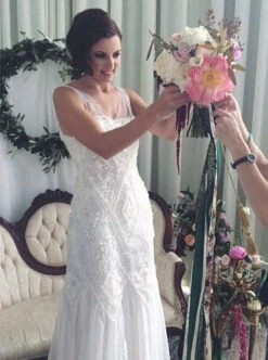 Ivory Sequinned Lace - Anya 17 Ivory Sequinned Lace - Anya -Bridal Fabric Shop 1920s couture bridal gown