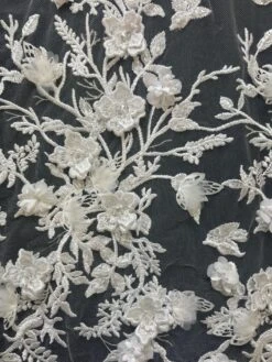 White Embroidered 3D Lace - Abiona 29 White Embroidered 3D Lace - Abiona -Bridal Fabric Shop AbionaWhite 1