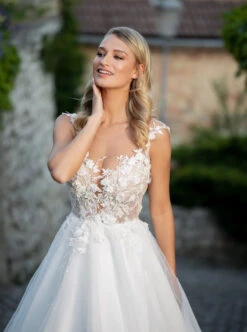 White Embroidered 3D Lace - Abiona 21 White Embroidered 3D Lace - Abiona -Bridal Fabric Shop Abionawhite