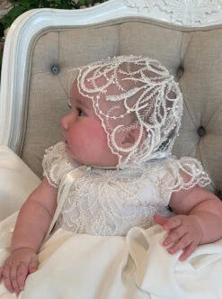 Ivory Beaded Lace - Zanobia -Bridal Fabric Shop AchristeningcapmadeusingZanobialace