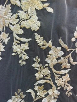 Champagne Embroidered Flower Lace - Aldira 13 Champagne Embroidered Flower Lace - Aldira -Bridal Fabric Shop AldiraChampagne 1