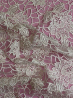 Ivory Embroidered Lace - Annika -Bridal Fabric Shop Annika