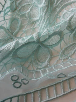 Aqua Embroidered Lace - Nyla -Bridal Fabric Shop AquaLace Nyla CloseUp 2