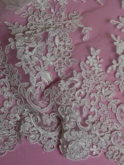 White Corded Lace - Belinda -Bridal Fabric Shop BelindawhiteLace Closeup