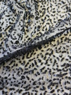Black Sequin Lace - Bellamy -Bridal Fabric Shop BlackBeadedLace Bellamy closeup