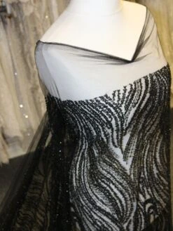 Black Beaded & Sequinned Lace - Gillian 8 Black Beaded & Sequinned Lace - Gillian -Bridal Fabric Shop BlackBeadedLace Gillian