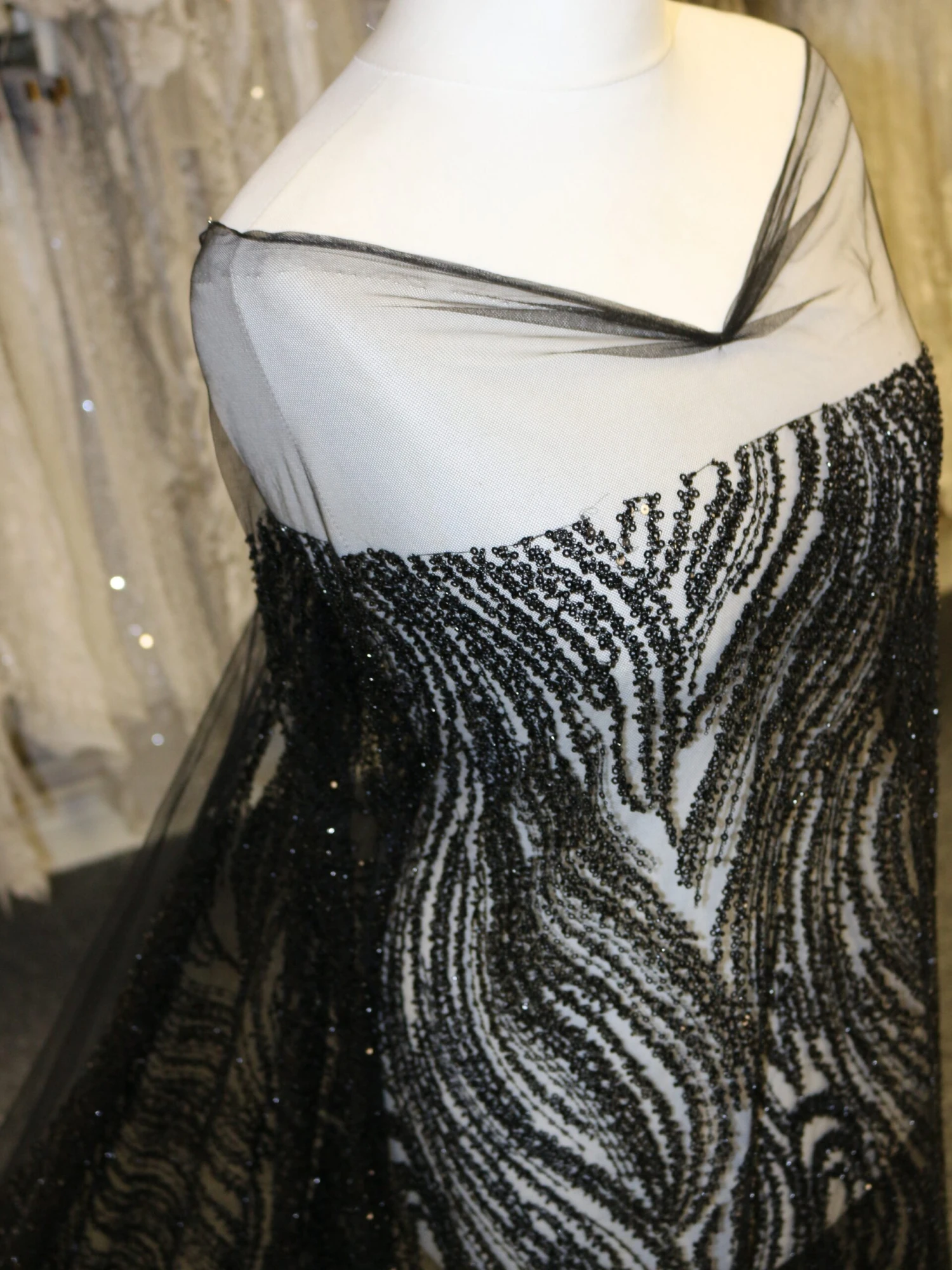 Black Beaded & Sequinned Lace - Gillian 3 Black Beaded & Sequinned Lace - Gillian - Image 3