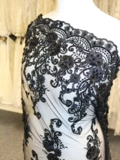 Black Beaded Lace - Nell 7 Black Beaded Lace - Nell -Bridal Fabric Shop BlackBeadedLace Nell