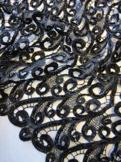 Black Beaded Guipure Lace - Vaeda -Bridal Fabric Shop BlackBeadedLace Vaeda