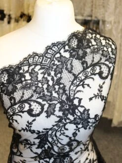 Black Chantilly Lace - Kate -Bridal Fabric Shop BlackChantillyLace Kate