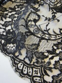 Black Chantilly Lace - Sabrina 10 Black Chantilly Lace - Sabrina -Bridal Fabric Shop BlackChantillyLace Sabrina CloseUp