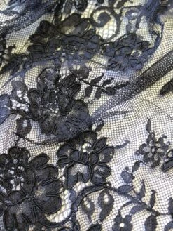Black Corded Lace - Amelia -Bridal Fabric Shop BlackCordedLace Amelia closeup