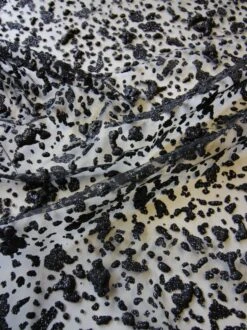 Black Glitter Puff Lace - Razzle Dazzle -Bridal Fabric Shop BlackGlitterLace RazzleDazzle closeup