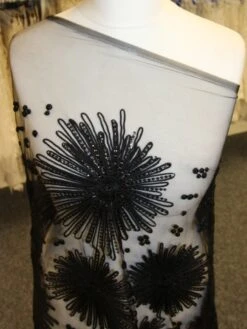 Black Corded & Sequinned Lace - Danuta -Bridal Fabric Shop BlackLace Danuta