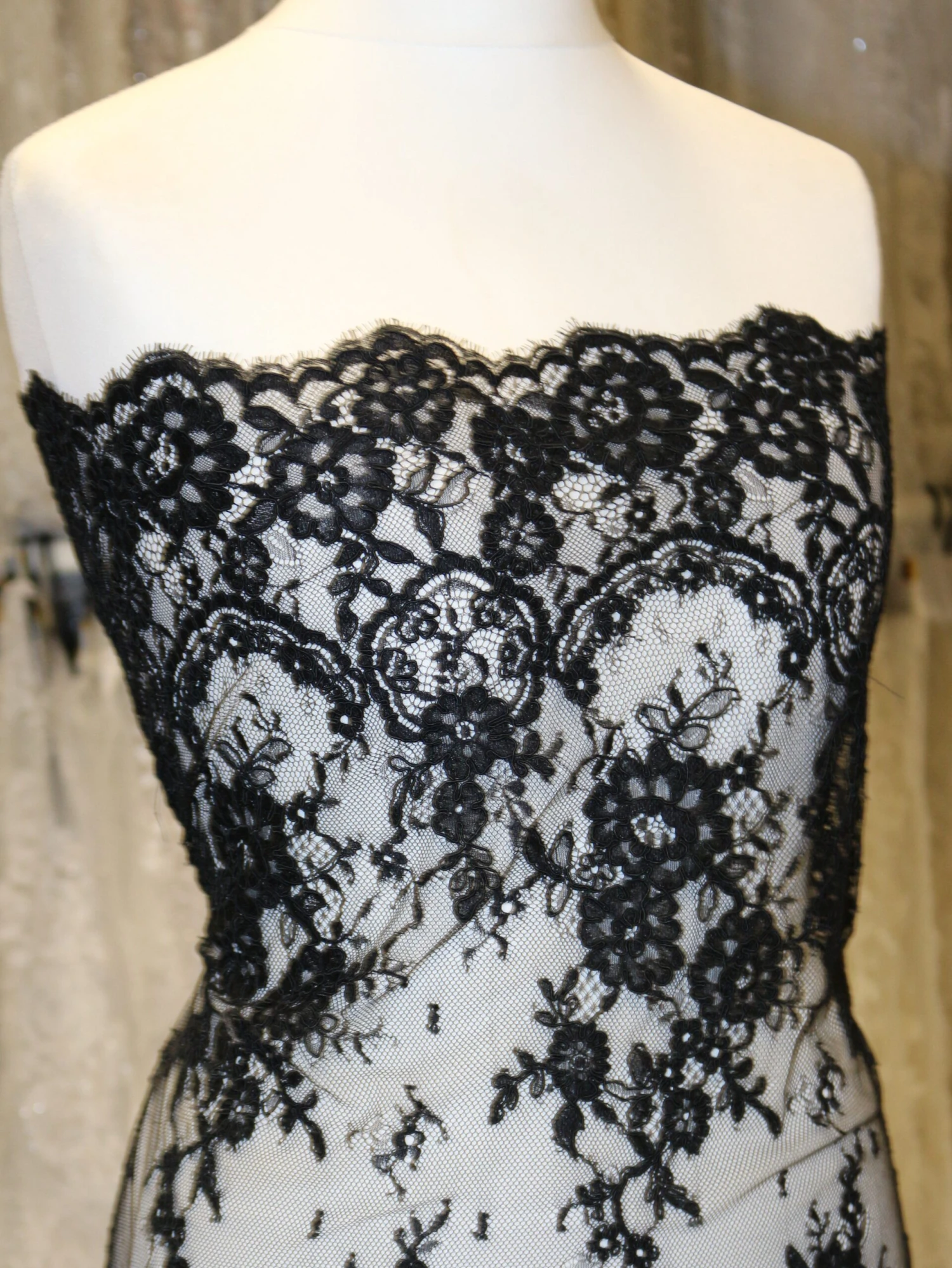 Black Corded Lace - Eloise 2 Black Corded Lace - Eloise - Image 2