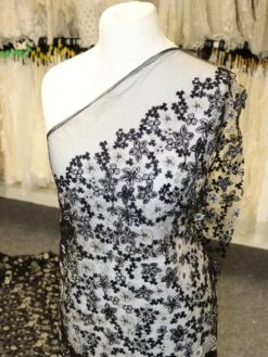 Black & Silver Embroidered Lace - Ernestine -Bridal Fabric Shop BlackLace Ernestine. 281a30c8 f96a 42ed a6de ec399ac7a316