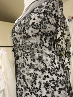Black & Silver Embroidered Lace - Ernestine -Bridal Fabric Shop BlackLace Ernestine.fromside