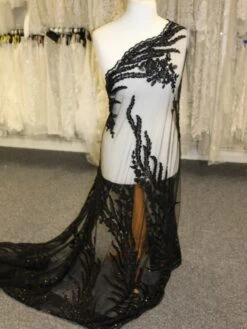 Black Beaded Embroidery Lace - Fleur -Bridal Fabric Shop BlackLace Fleur 1