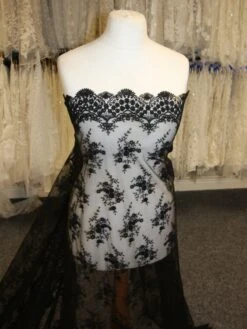 Black Embroidered Lace - Kirsty -Bridal Fabric Shop BlackLace Kirsty 1