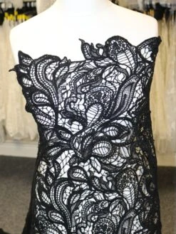 Black Corded & Sequinned Lace - Monet -Bridal Fabric Shop BlackLace Monet 1