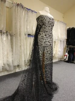 Black Glitter Puff Lace - Razzle Dazzle -Bridal Fabric Shop BlackLace RazzleDazzle