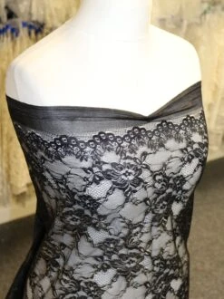 Black Raschel Lace - Roxanne 8 Black Raschel Lace - Roxanne -Bridal Fabric Shop BlackLace Roxanne 1
