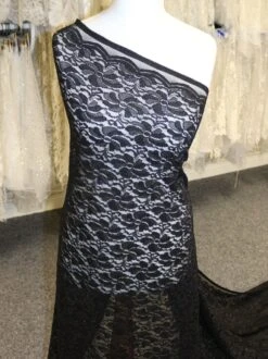 Black Stretch Glitter Lace - Vindication -Bridal Fabric Shop BlackLace Vindication
