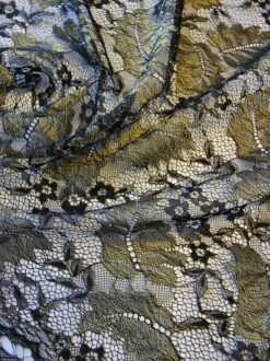 Black Raschel Lace - Wren -Bridal Fabric Shop BlackLace Wren closeup