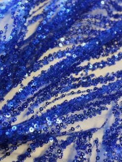 Blue Beaded & Sequinned Lace - Gillian -Bridal Fabric Shop BlueBeadedLace Deena CloseUp