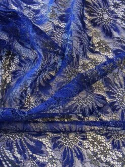 Blue Raschel Lace - Moseley -Bridal Fabric Shop BlueLace Moseley closeup