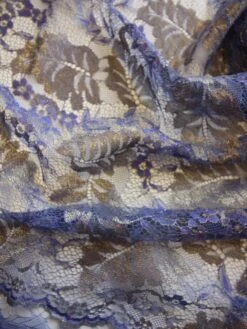 Blue Raschel Lace - Wren 13 Blue Raschel Lace - Wren -Bridal Fabric Shop BlueandGoldLace Wren closeup