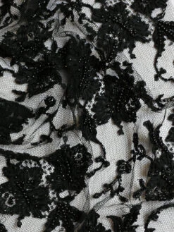 Black Hand Beaded Chantilly Lace - Brandy -Bridal Fabric Shop Brandy