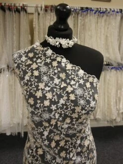 Discounted Ivory With Champagne Embroidered Lace – Finja -Bridal Fabric Shop BridalLace Finja 022fdee7 6adb 4c86 8bab 194ef87db531