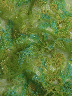 Green Beaded And Corded Lace - Cadence 9 Green Beaded And Corded Lace - Cadence -Bridal Fabric Shop Cadence