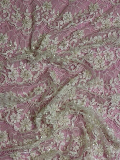 Ivory Beaded Lace - Celine -Bridal Fabric Shop Celine