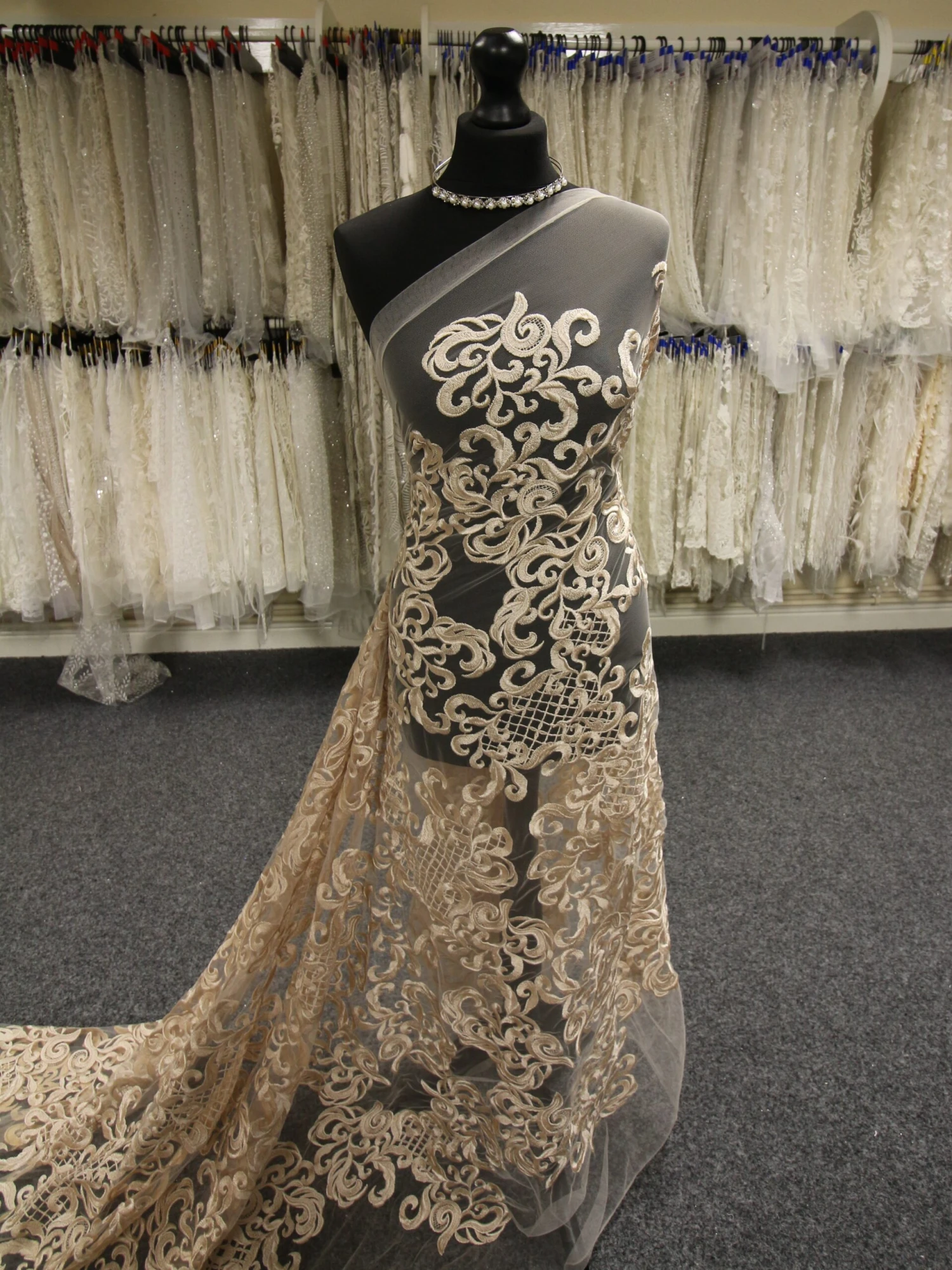 Champagne Embroidered Lace - Binta 1 Champagne Embroidered Lace - Binta