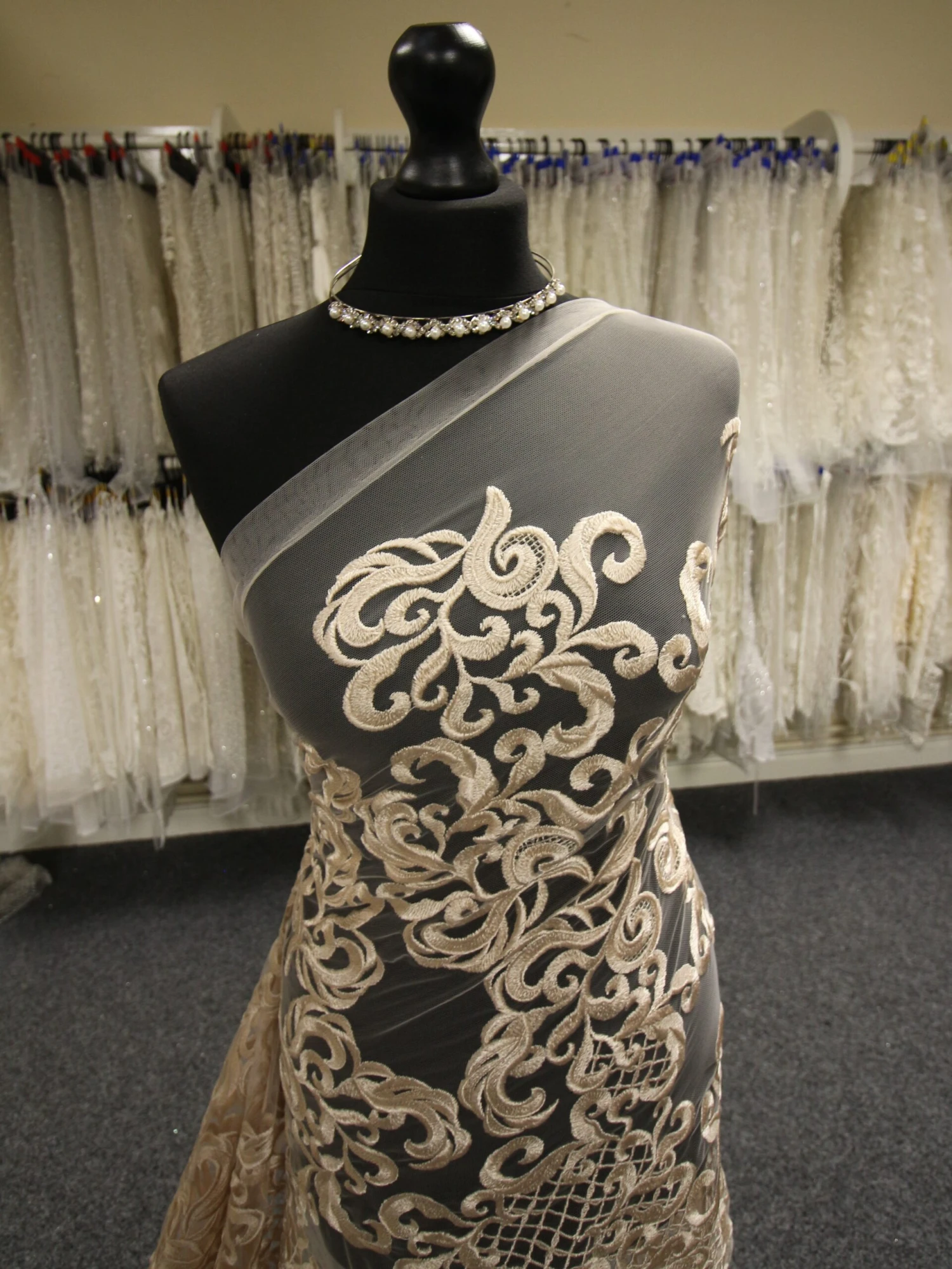 Champagne Embroidered Lace - Binta 4 Champagne Embroidered Lace - Binta - Image 4