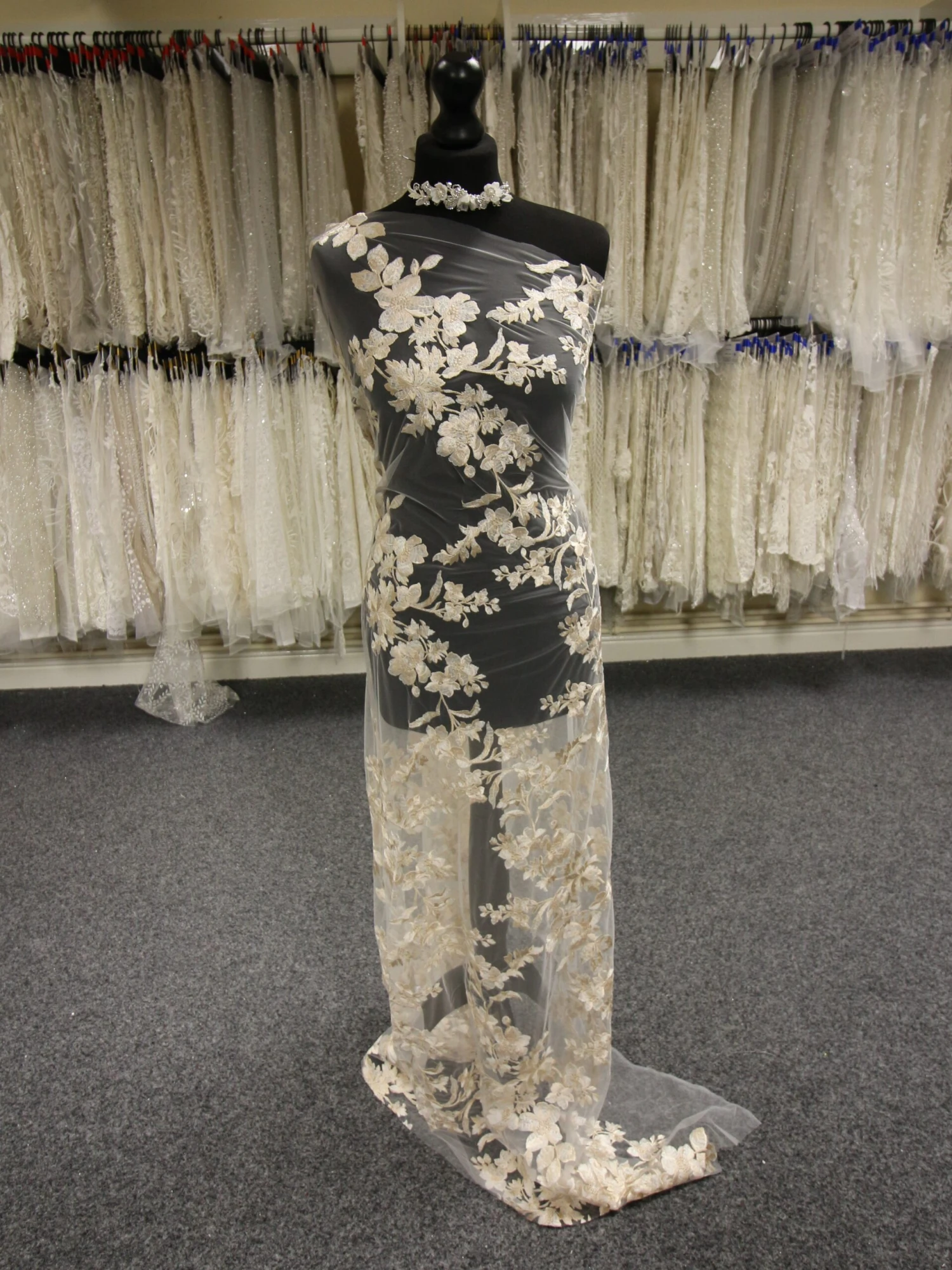 Champagne Embroidered Flower Lace - Aldira 1 Champagne Embroidered Flower Lace - Aldira