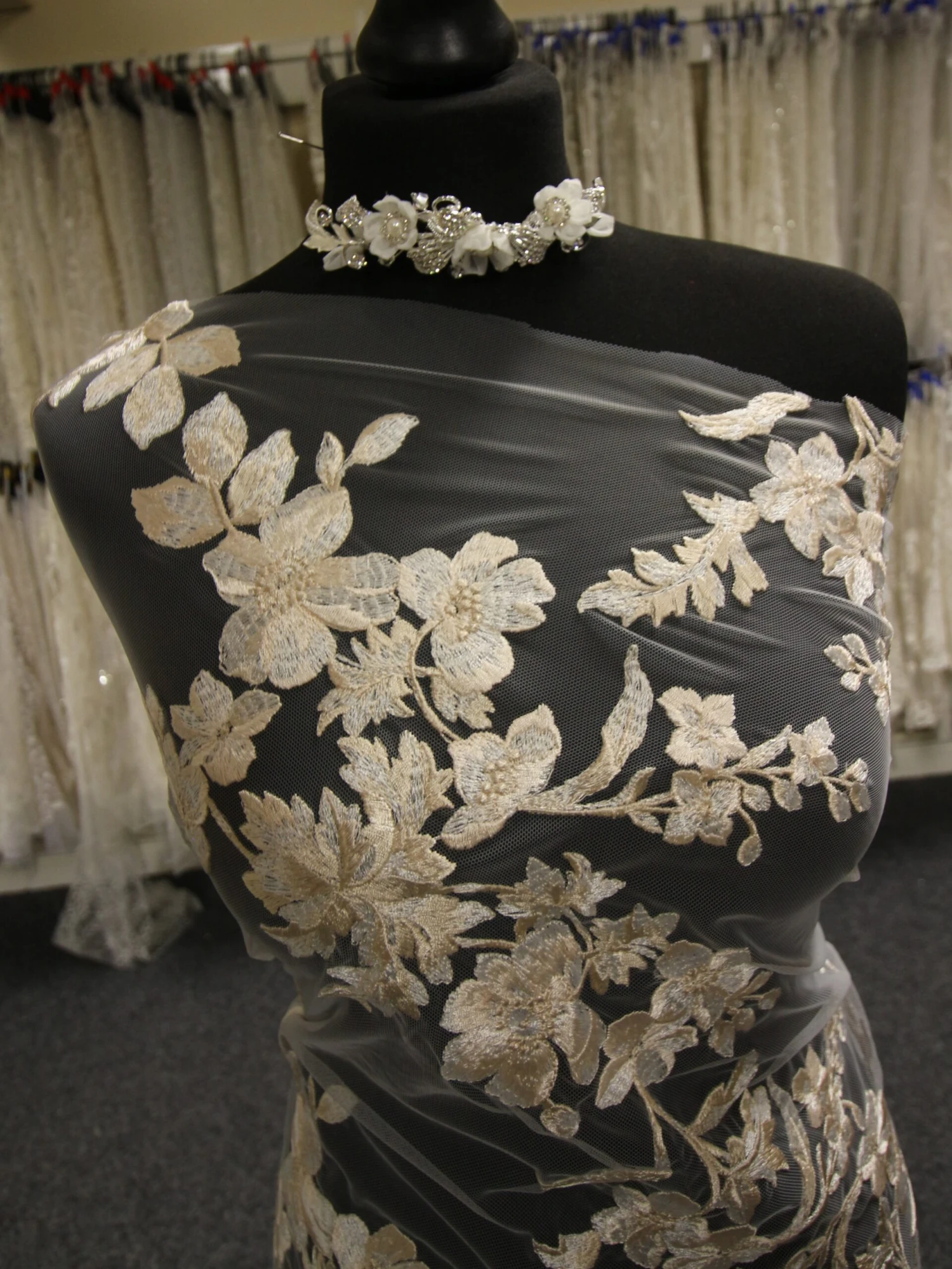 Champagne Embroidered Flower Lace - Aldira 5 Champagne Embroidered Flower Lace - Aldira - Image 5