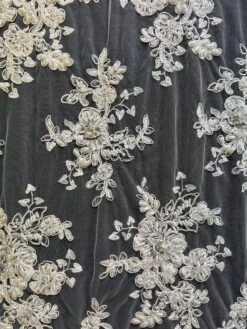 Ivory Beaded And Corded Lace - Chelsea -Bridal Fabric Shop Chelsea