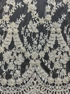 Ivory Beaded And Corded Lace - Constance -Bridal Fabric Shop Constance 1