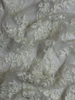 Ivory Beaded And Corded Lace - Constance -Bridal Fabric Shop Constance