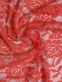 Coral Raschel Stretch Lace - Evie -Bridal Fabric Shop CoralStretchLace Evie