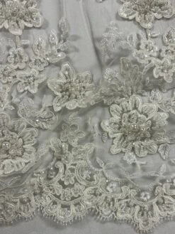 Ivory Beaded Lace - Daisy -Bridal Fabric Shop Daisy