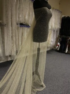 Champagne Diamanté & Beaded Tulle - Zola 10 Champagne Diamanté & Beaded Tulle - Zola -Bridal Fabric Shop DiamanteTulle Zola 1