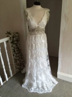 Ivory Beaded Lace - Bella -Bridal Fabric Shop DressmadeusingBellaLace