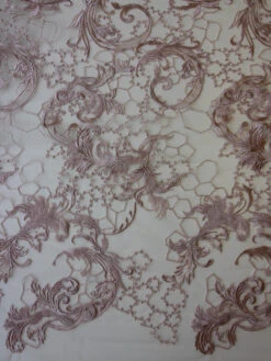Pink Embroidery Lace - Sortil -Bridal Fabric Shop DuskyPinkLace Sortil 1