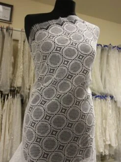 White Corded Chantilly Lace - Lucette -Bridal Fabric Shop EcoLace Lucette