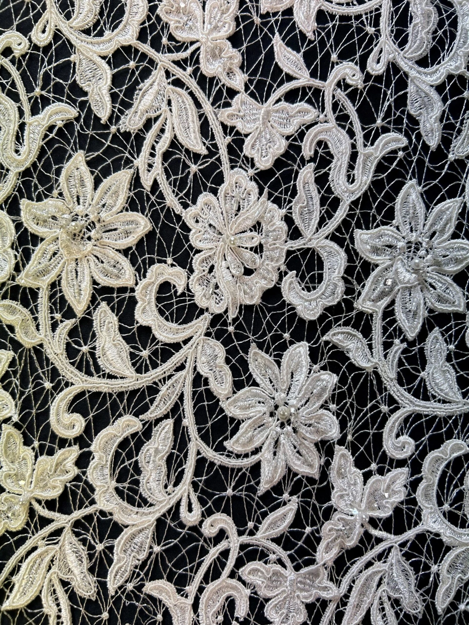 Ivory Beaded And Corded Lace - Elaine 7 Ivory Beaded And Corded Lace - Elaine - Image 7