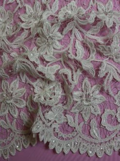 Ivory Beaded And Corded Lace - Elaine 12 Ivory Beaded And Corded Lace - Elaine -Bridal Fabric Shop ElaineLace closeup